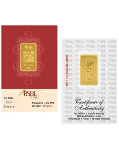 Buy RSBL Gold Bar 20 Grams Gold 24Kt Gold 999 Purity I CoinBazaar