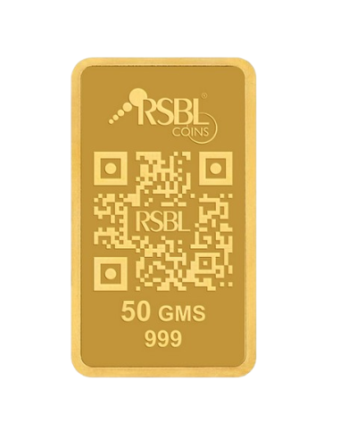 Buy RSBL Gold Bar 50 Grams Gold 24Kt Gold 999 Purity I CoinBazaar