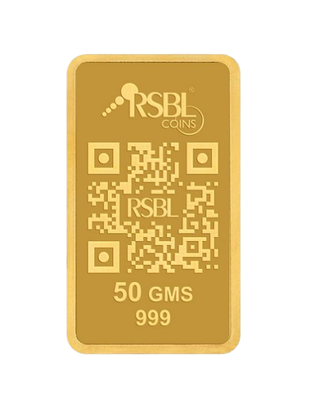 Buy RSBL Gold Bar 50 Grams Gold 24Kt Gold 999 Purity I CoinBazaar