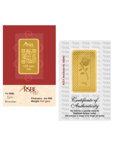 RSBL Gold Bar 100 Grams 24Kt Gold 999 Purity Fineness