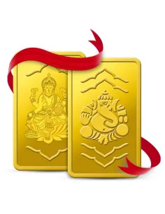 Buy Combo Kundan Ganesha  Gold 2 Gm & Lakshmi Gold Bar Of 2 Gm 24 Kt