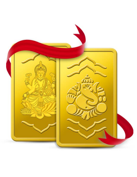 Buy Combo Kundan Ganesha  Gold 2 Gm & Lakshmi Gold Bar Of 2 Gm 24 Kt