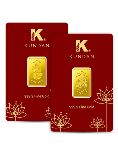 Buy Combo Kundan Ganesha  Gold 2 Gm & Lakshmi Gold Bar Of 2 Gm 24 Kt