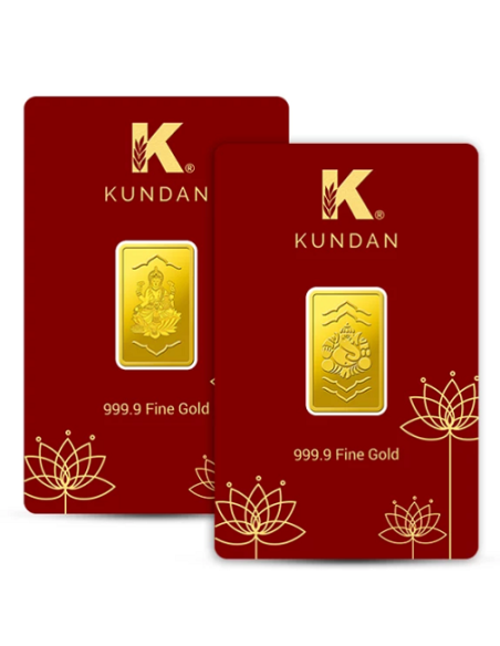 Buy Combo Kundan Ganesha  Gold 2 Gm & Lakshmi Gold Bar Of 2 Gm 24 Kt