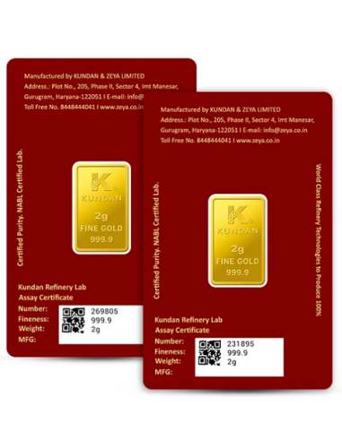Buy Combo Kundan Ganesha  Gold 2 Gm & Lakshmi Gold Bar Of 2 Gm 24 Kt