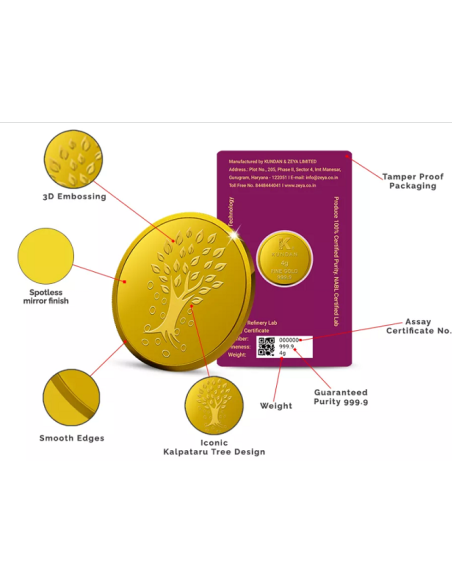 Buy Kundan Kalpataru Tree Gold Coin of 4 Grams 24 Kt in 999.9 Purity