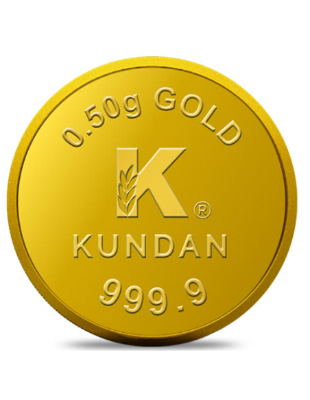 Kundan Gold Coin Of 0.5 Grams in 24 Karat  999.9 Purity / Fineness