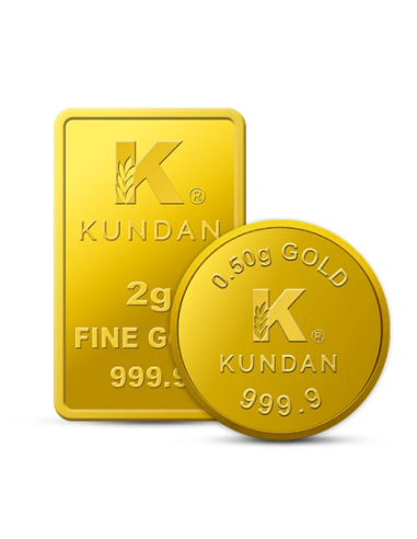 Kundan Lakshmi Gold Bar Of 2 Grams + Kundan Logo Gold Coin Of 0.5 Gram
