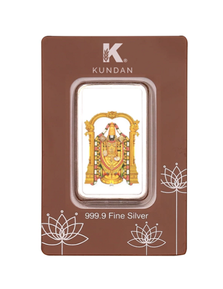 Kundan Color Tirupati Balaji Silver Bar of 100 Gram in 999.9 Purity / Fineness in Certi Card