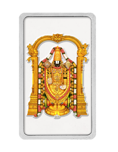 Kundan Color Tirupati Balaji Silver Bar of 100 Gram in 999.9 Purity / Fineness in Certi Card