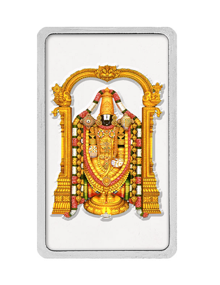 Kundan Color Tirupati Balaji Silver Bar of 100 Gram in 999.9 Purity / Fineness in Certi Card