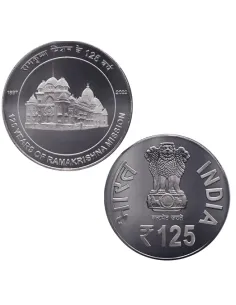 India Govt. Mint125 Years of Ramakrishna Mission Com coin