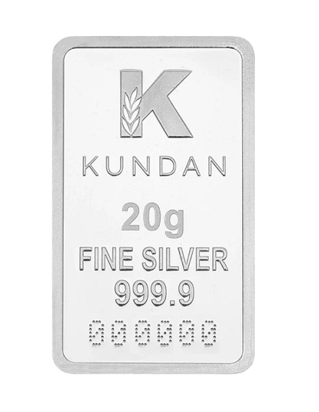 Kundan Color Tirupati Silver Bar of 20 Gram in 999.9 Purity / Fineness in Certi Card