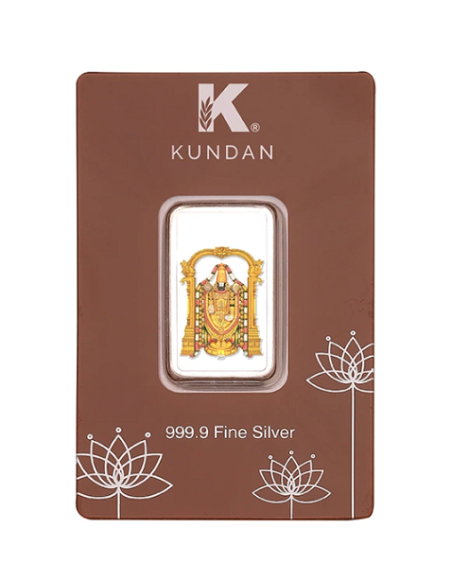 Kundan Color Tirupati Silver Bar of 20 Gram in 999.9 Purity / Fineness in Certi Card