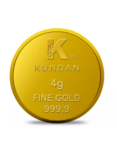 Kundan Ganesha Gold Coin Of 4 Grams Gold in 24 Karat  999.9 Purity / F