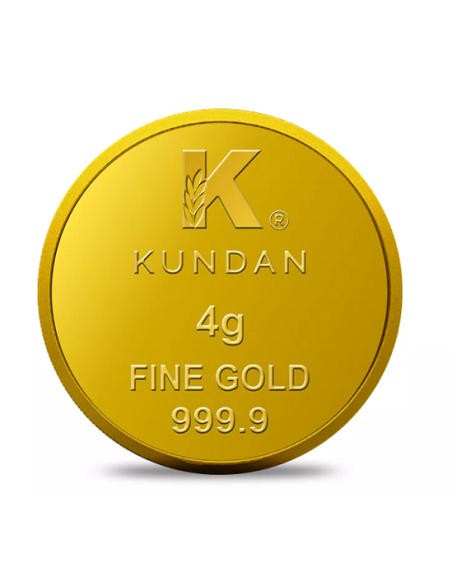 Kundan Ganesha Gold Coin Of 4 Grams Gold in 24 Karat  999.9 Purity / F