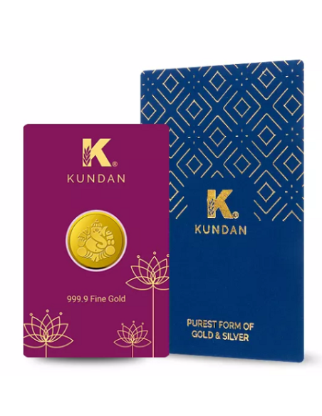Kundan Ganesha Gold Coin Of 4 Grams Gold in 24 Karat  999.9 Purity / F