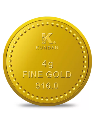Kundan Queen Gold Coin Of 4 Grams Gold  in 22 Karat  916 Purity / Fine