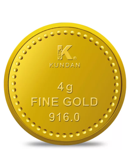 Kundan Queen Gold Coin Of 4 Grams Gold  in 22 Karat  916 Purity / Fine