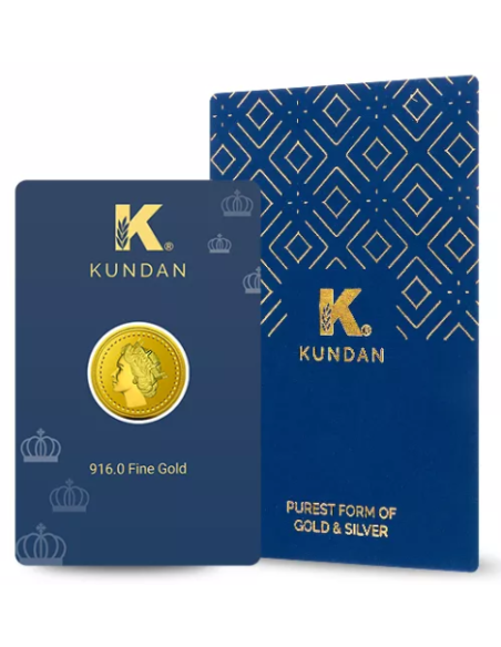 Kundan Queen Gold Coin Of 4 Grams Gold  in 22 Karat  916 Purity / Fine
