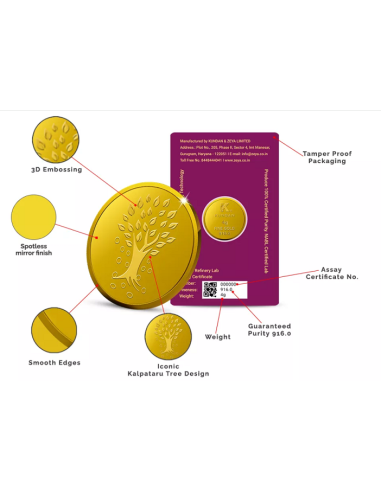Buy Kundan Kalpataru Gold Coin Of 4 Grams in 22 Karat  916 Purity