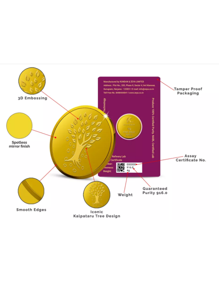 Buy Kundan Kalpataru Gold Coin Of 4 Grams in 22 Karat  916 Purity