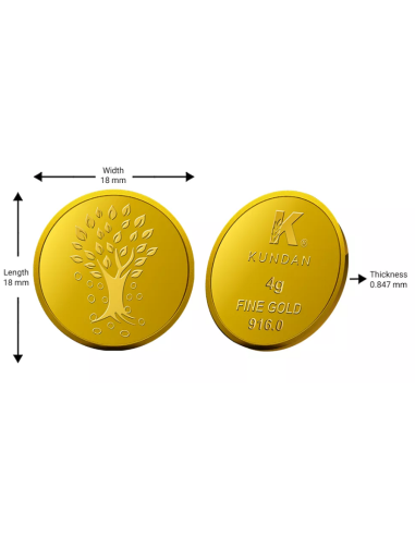 Buy Kundan Kalpataru Gold Coin Of 4 Grams in 22 Karat  916 Purity