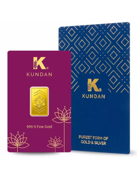 Buy Kundan Ganesha Gold Bar Of 2 Grams  Gold 24 Karat in 999.9 Purity