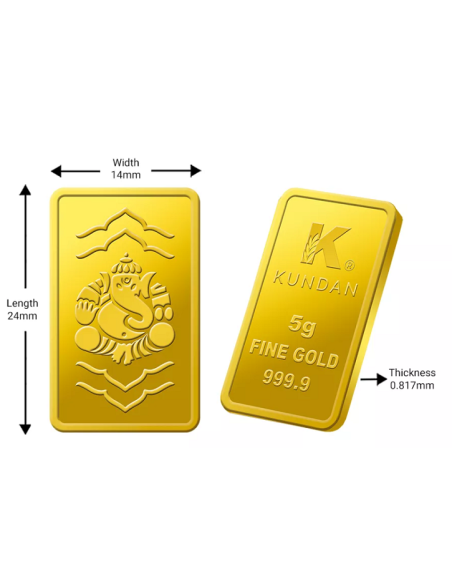 Buy 5 Gram Ganesha Gold Bar 24 Karat in 999.9 Purity I CoinBazaar
