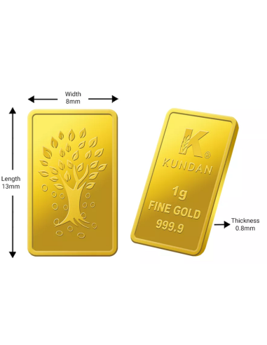 Buy Kundan 1 Grams in 24 Karat  999.9 Gold Bar I CoinBazaar