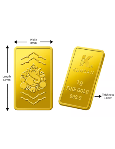 Buy Ganesha Gold Bar Of 1 Grams in 24 Karat  999.9 Purity I CoinBazaar