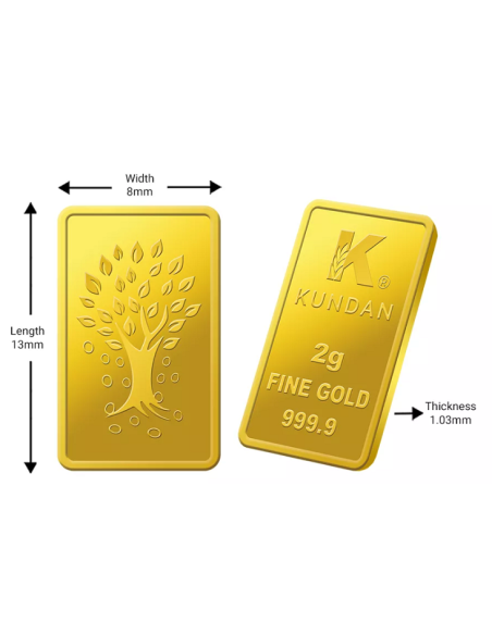 Buy Kalpataru Tree Gold Bar Of 2 Grams Gold 24 Kt in 9999 I CoinBazaar