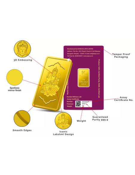 Buy Kundan Ganesha Gold Bar Of 2 Grams  Gold 24 Karat in 999.9 Purity
