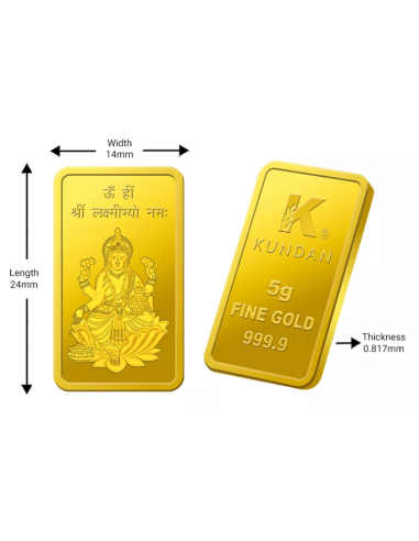 Buy Kundan Lakshmi Gold Bar of 5 Grams  Gold 24 Karat in 999.9 Purity