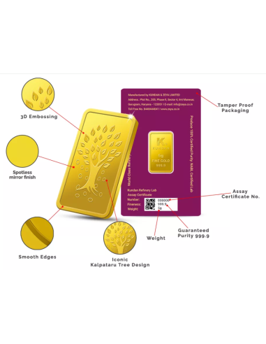 Buy Kundan Kalpataru Tree Gold Bar of 5 Grams Gold  24 Karat in 999.9