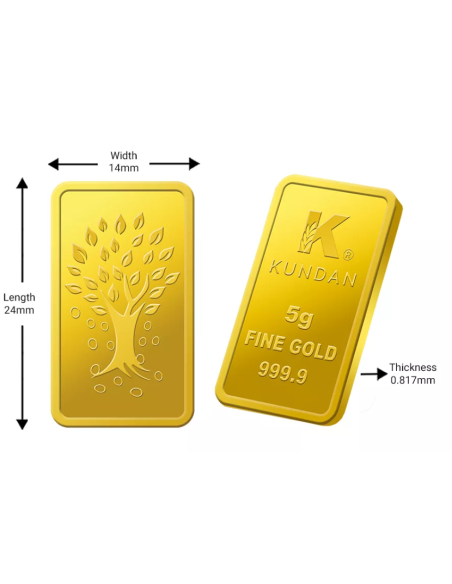 Buy Kundan Kalpataru Tree Gold Bar of 5 Grams Gold  24 Karat in 999.9