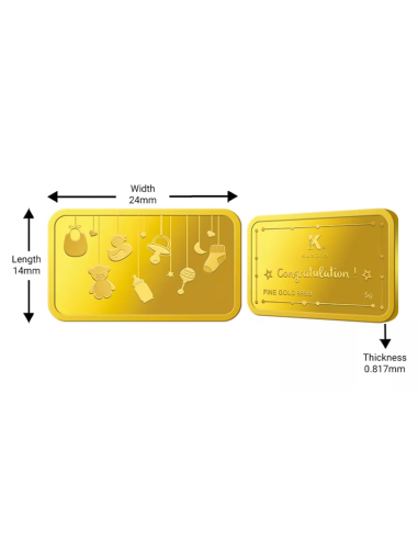 Buy Kundan Baby Gold Bar of 5 Grams Gold  24 Karat  I CoinBazaar
