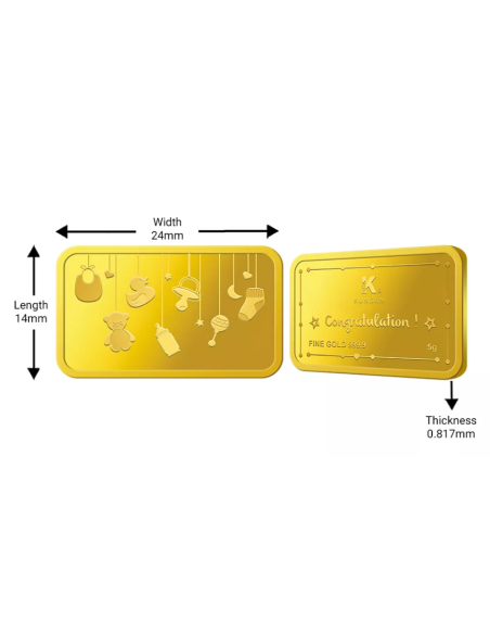 Buy Kundan Baby Gold Bar of 5 Grams Gold  24 Karat  I CoinBazaar