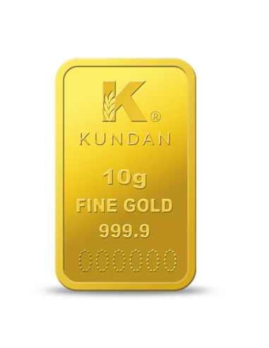 Buy 24 Karat 999.9 Kundan 10 Grams Gold Ingots I CoinBazaar
