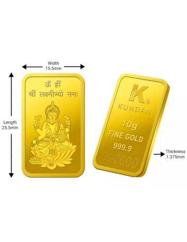Buy Kundan Lakshmi Gold Bar Of 10 Grams Gold  in 24 Karat I CoinBazaar