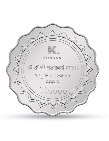 Kundan Lakshmi Feet Color Silver Coin Of 10 Gram in 999.9 Purity / Fineness