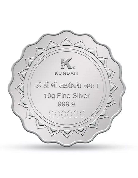 Kundan Lakshmi Feet Color Silver Coin Of 10 Gram in 999.9 Purity / Fineness