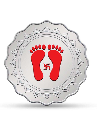 Kundan Lakshmi Feet Color Silver Coin Of 10 Gram in 999.9 Purity / Fineness