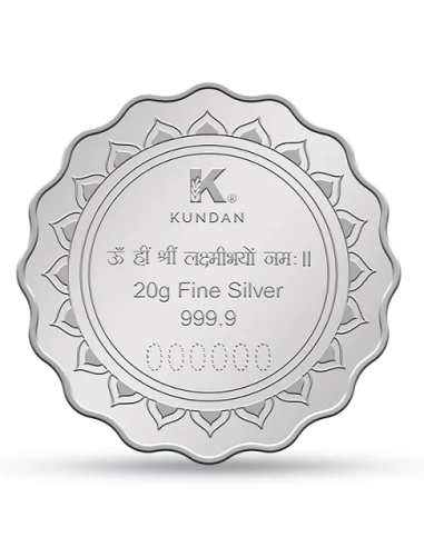 Kundan Lakshmi Feet Color Silver Coin Of 20 Gram in 999.9 Purity / Fineness