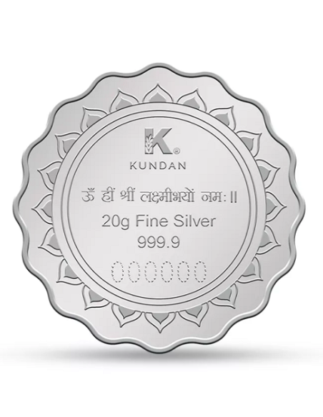 Kundan Lakshmi Feet Color Silver Coin Of 20 Gram in 999.9 Purity / Fineness