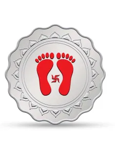 Kundan Lakshmi Feet Color Silver Coin Of 20 Gram in 999.9 Purity / Fineness