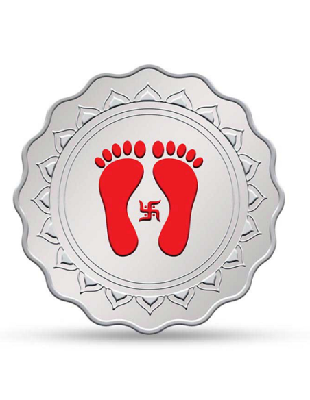 Kundan Lakshmi Feet Color Silver Coin Of 20 Gram in 999.9 Purity / Fineness