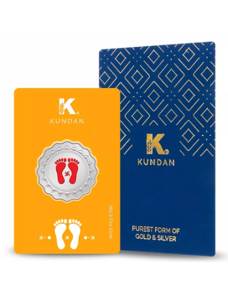Kundan Lakshmi Feet Color Silver Coin Of 20 Gram in 999.9 Purity / Fineness