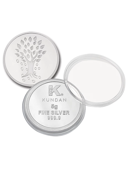 Kundan Kalpataru Tree Silver Coin of 5 Gram in 999 Purity / Fineness