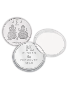 Kundan Lakshmi Ganesh Silver Coin of 5 Gram in 999 Purity / Fineness